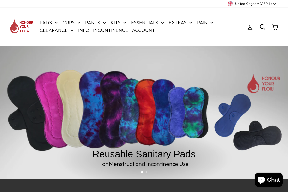 Honour Your Flow homepage screenshot