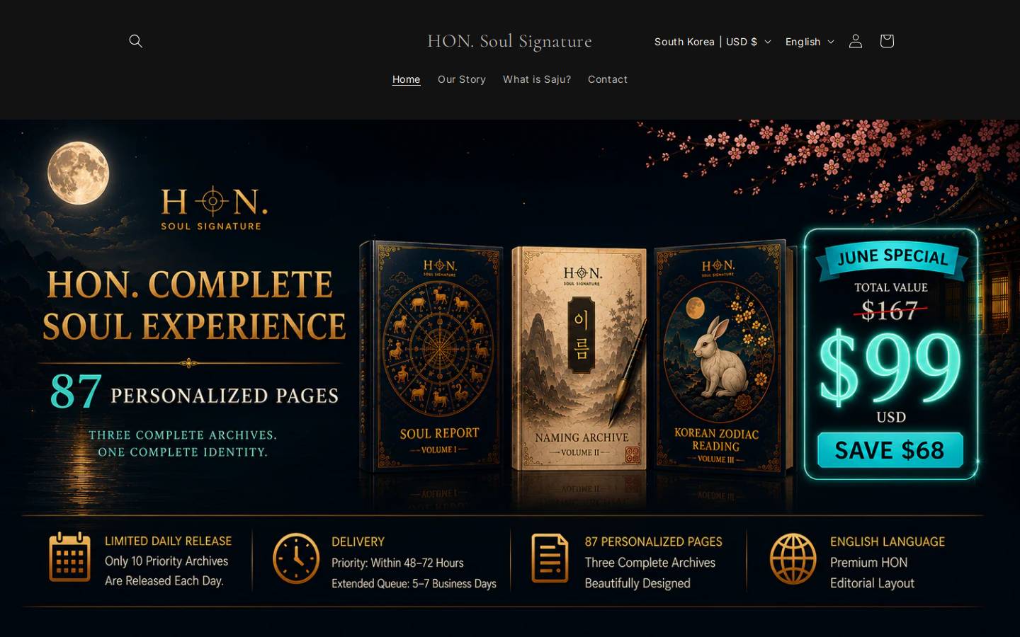 honsignature.com homepage screenshot