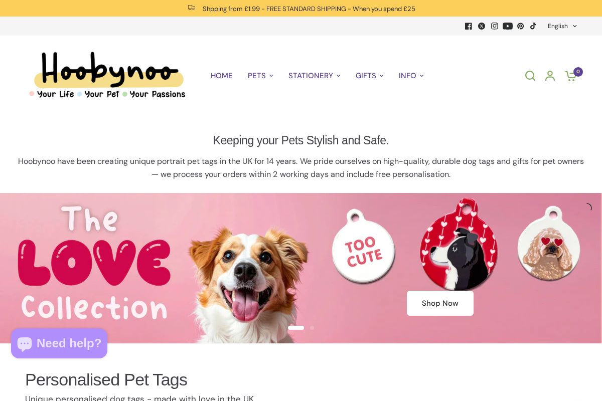 Hoobynoo™ homepage screenshot