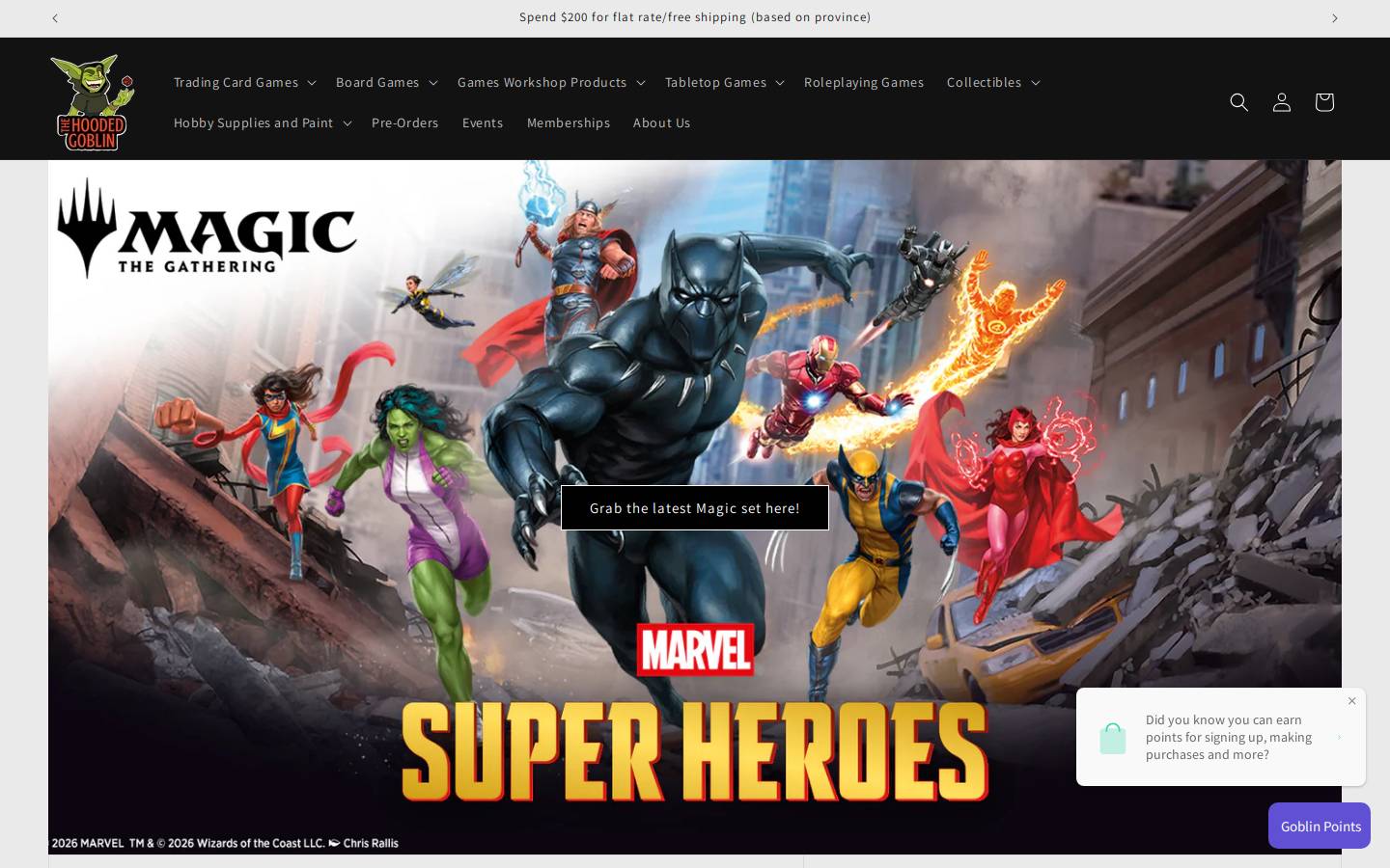 hoodedgoblin.ca homepage screenshot