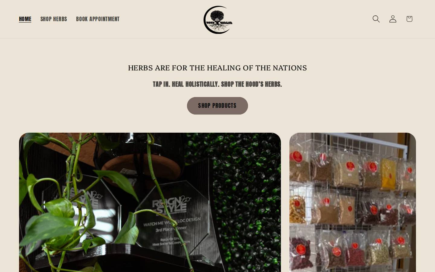 hoodhealer.org homepage screenshot