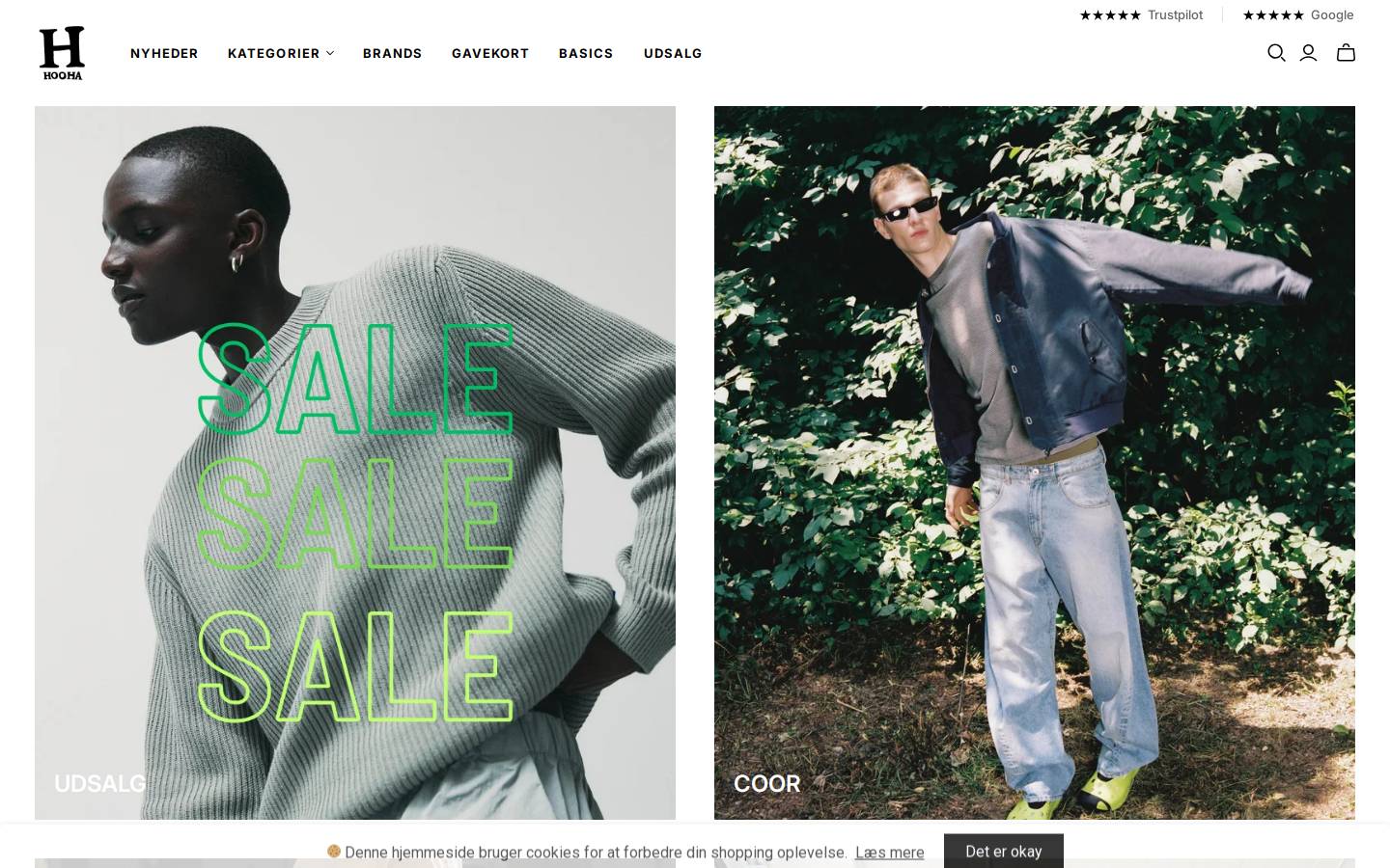 HOOHA - menswear homepage screenshot