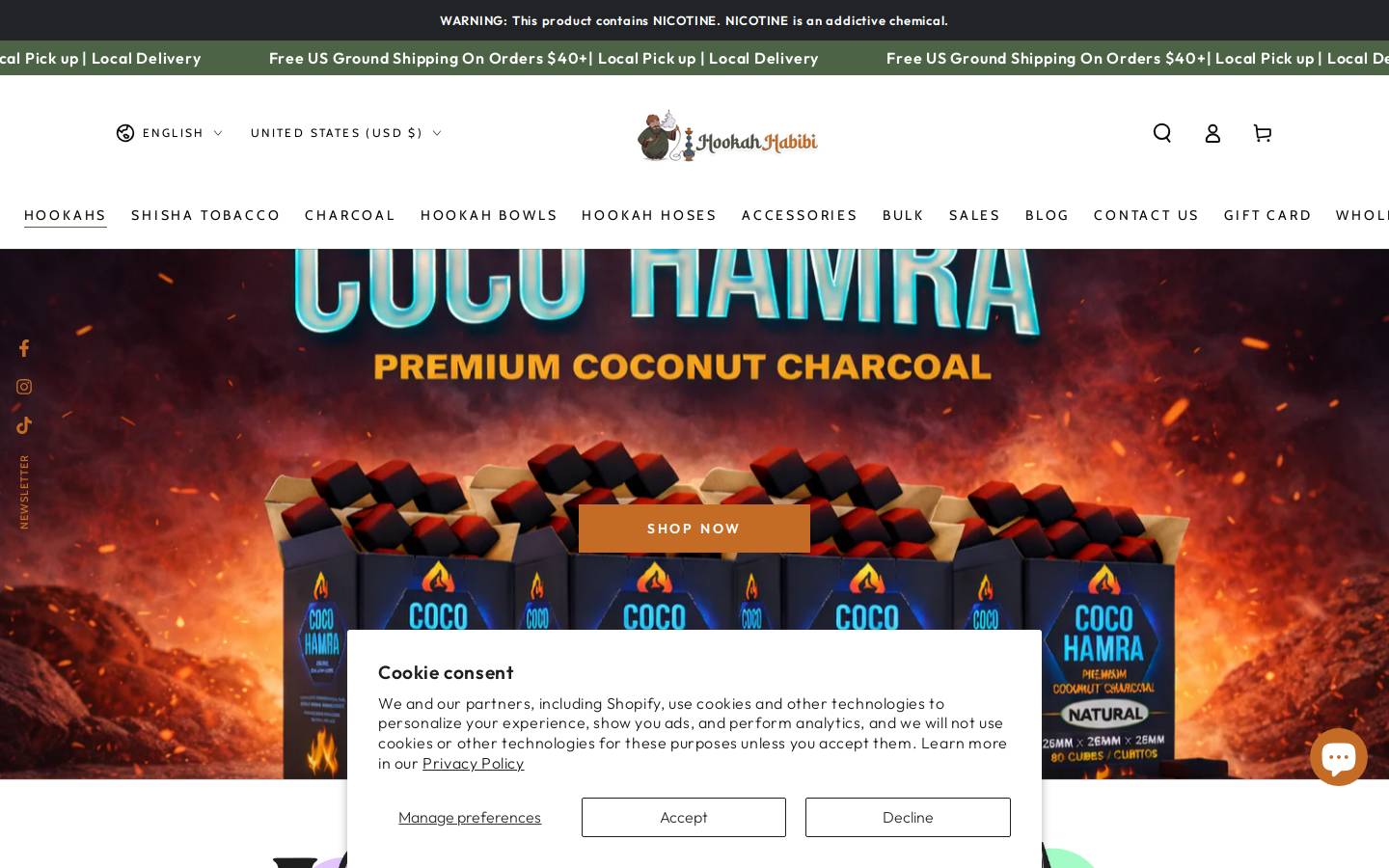 hookahhabibi.com homepage screenshot