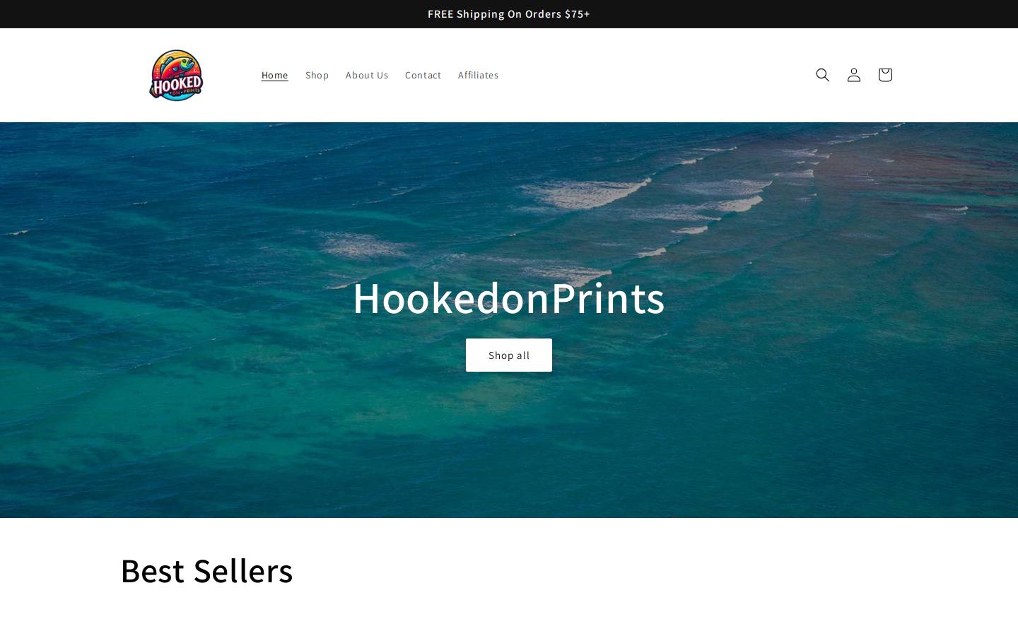 hookedonprints.com homepage screenshot