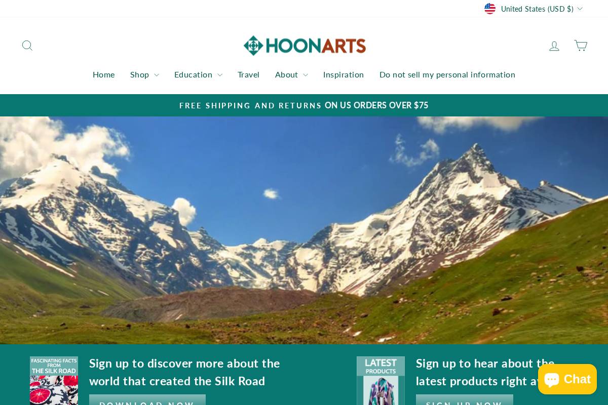 hoonarts.com homepage screenshot