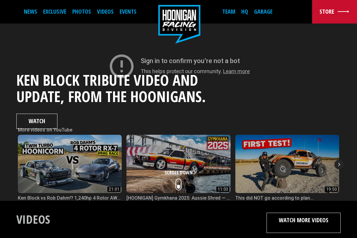 Hoonigan Racing homepage screenshot