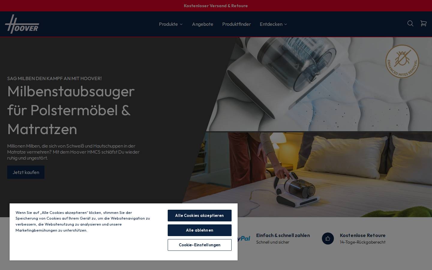 Hooverdirekt homepage screenshot