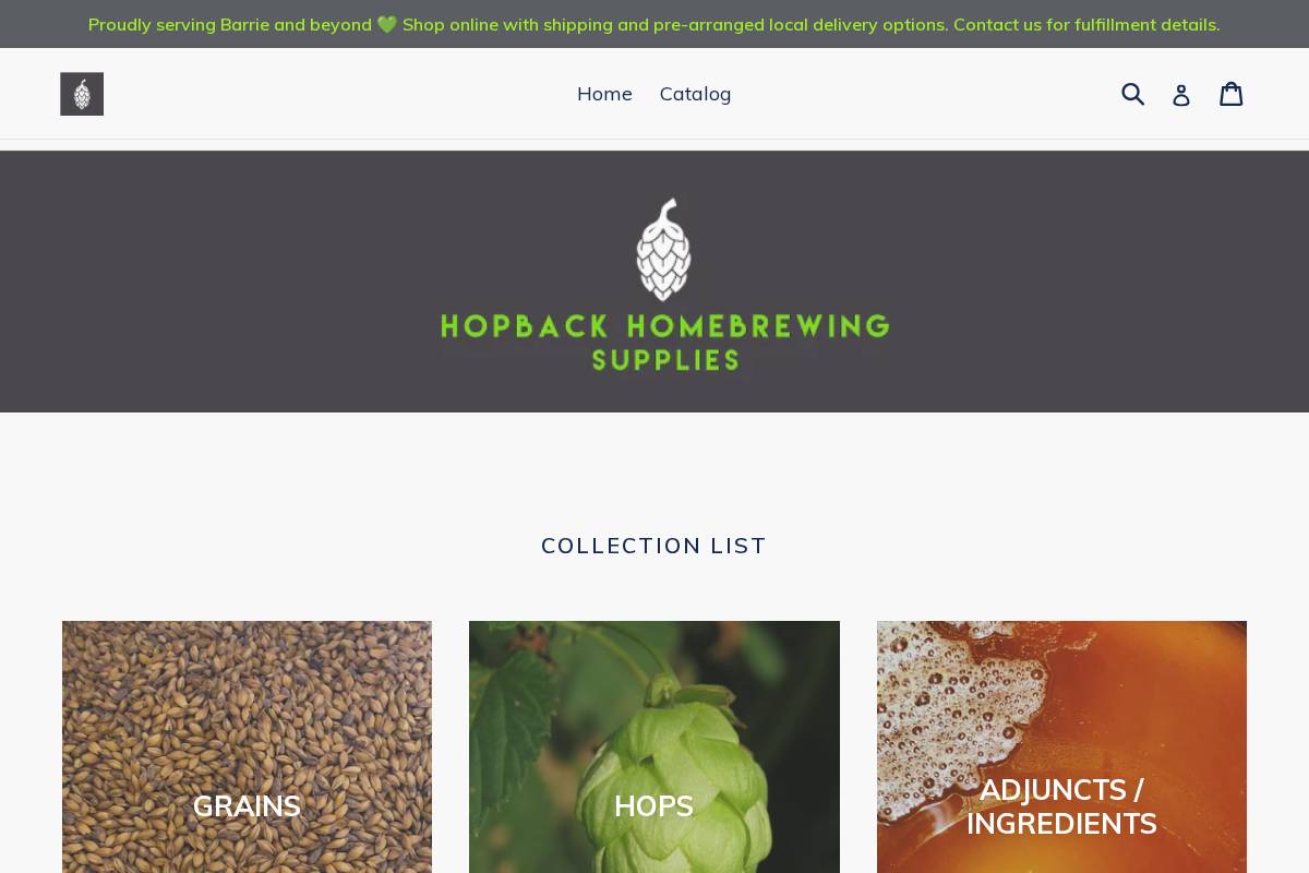 hopbackbrew.ca homepage screenshot