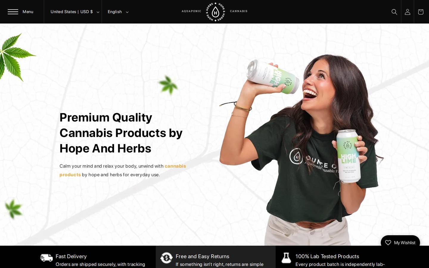 hopeandherbs.com homepage screenshot