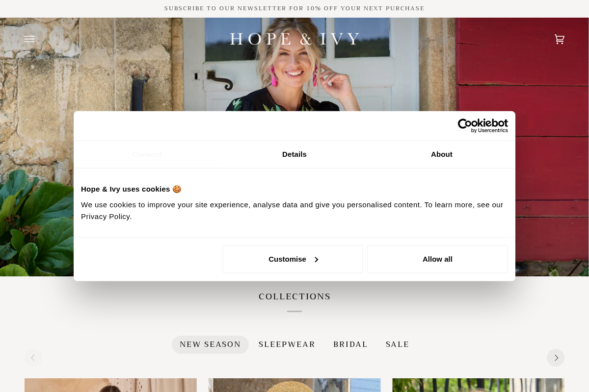 Hope & Ivy homepage screenshot