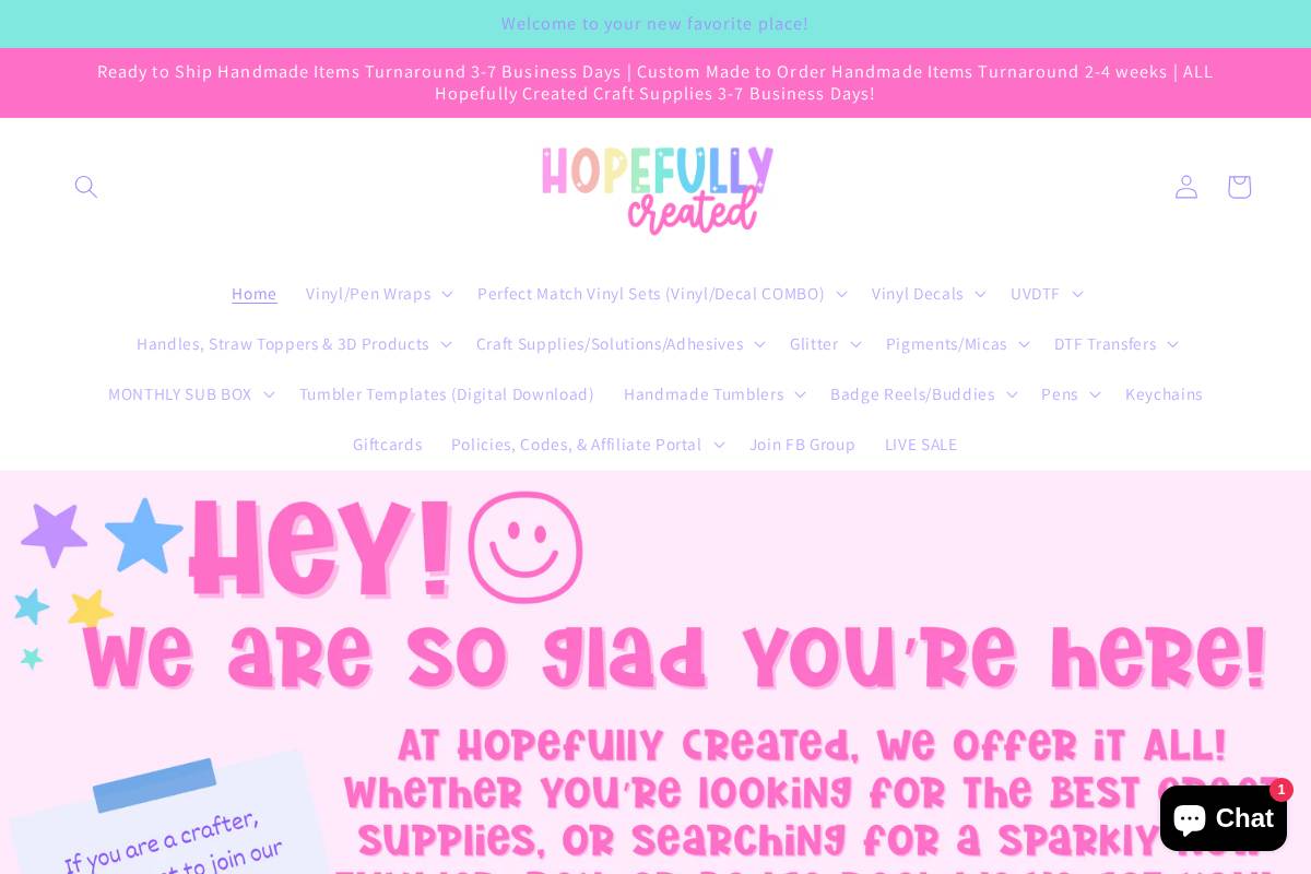 hopefullycreated.com homepage screenshot