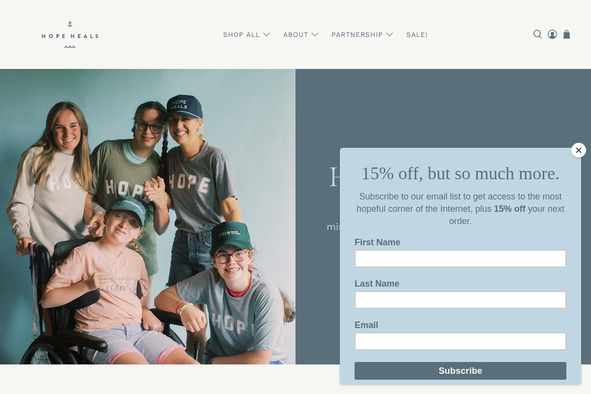 hopeheals.shop homepage screenshot