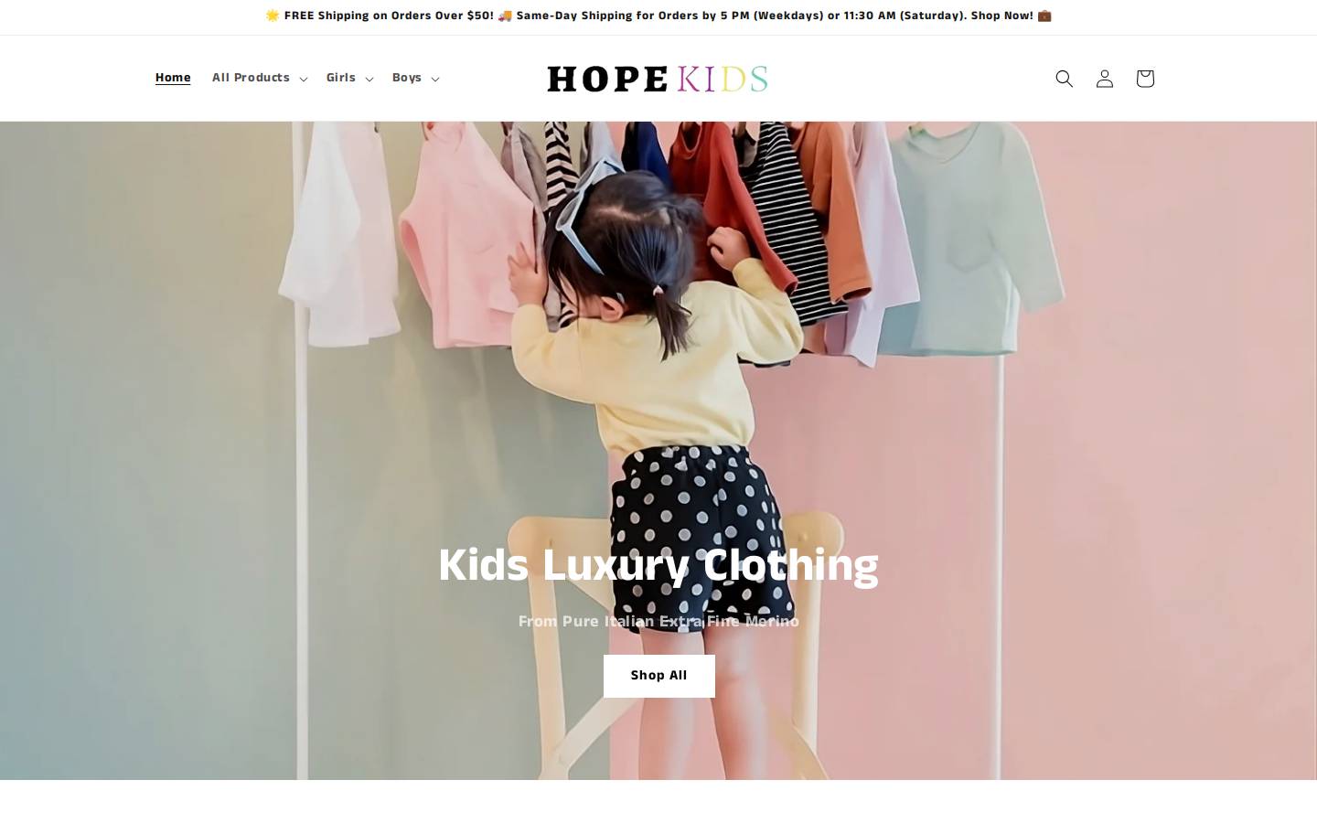 hopekids.net homepage screenshot