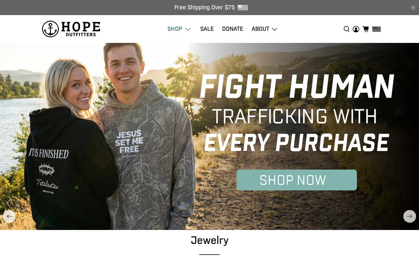 hopeoutfitters.com homepage screenshot