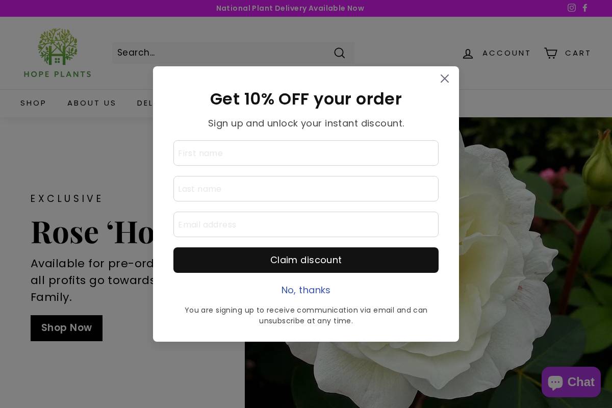 Hope Plants Ltd homepage screenshot