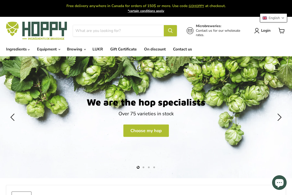 Hoppy.ca homepage screenshot