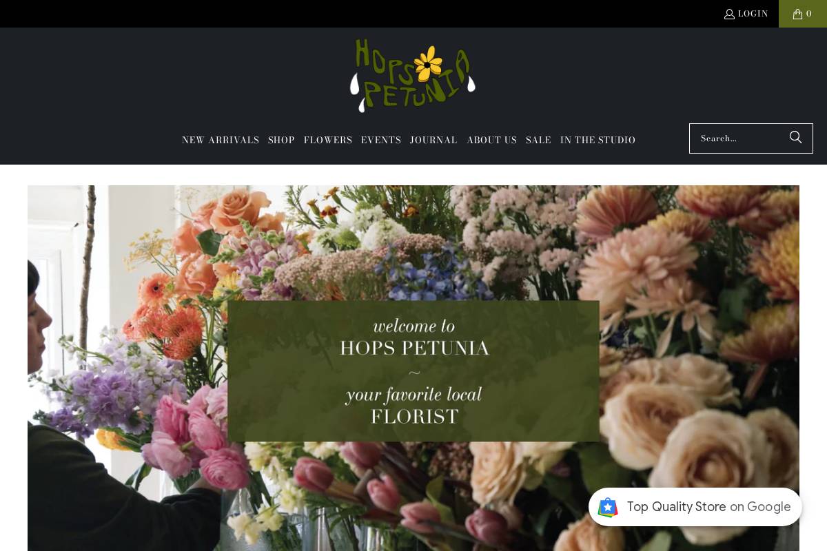 hopspetunia.com homepage screenshot