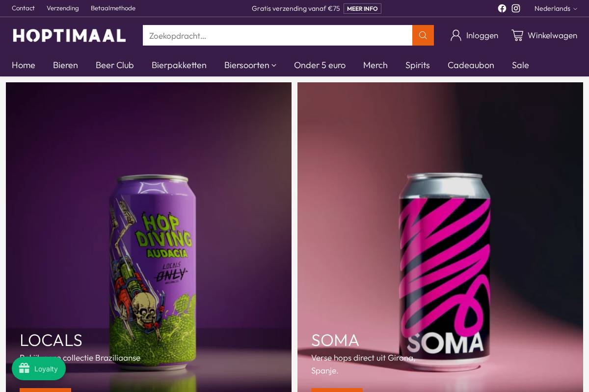 Hoptimaal homepage screenshot
