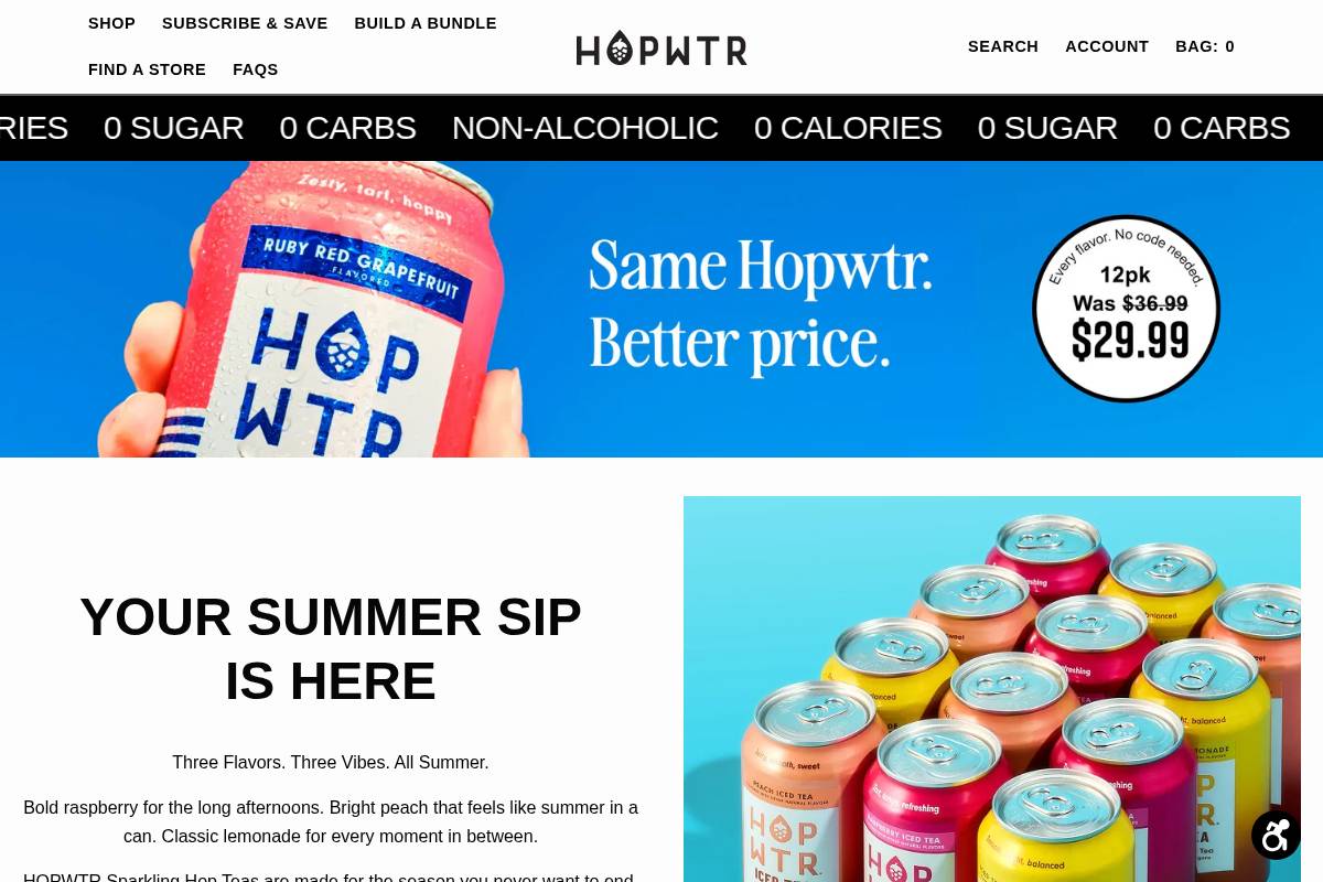 hopwtr.com homepage screenshot