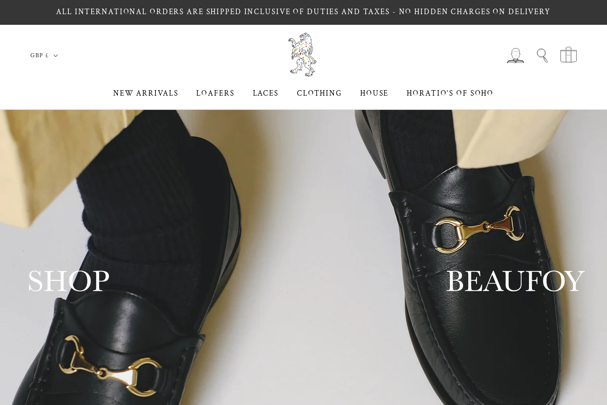 Horatio London homepage screenshot