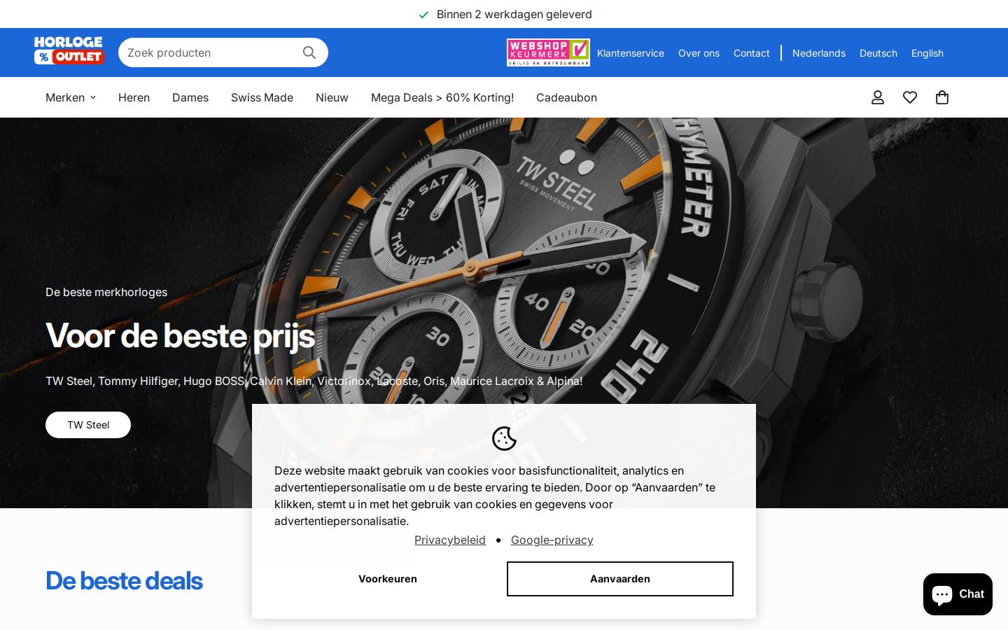 horlogeoutlet.nl homepage screenshot