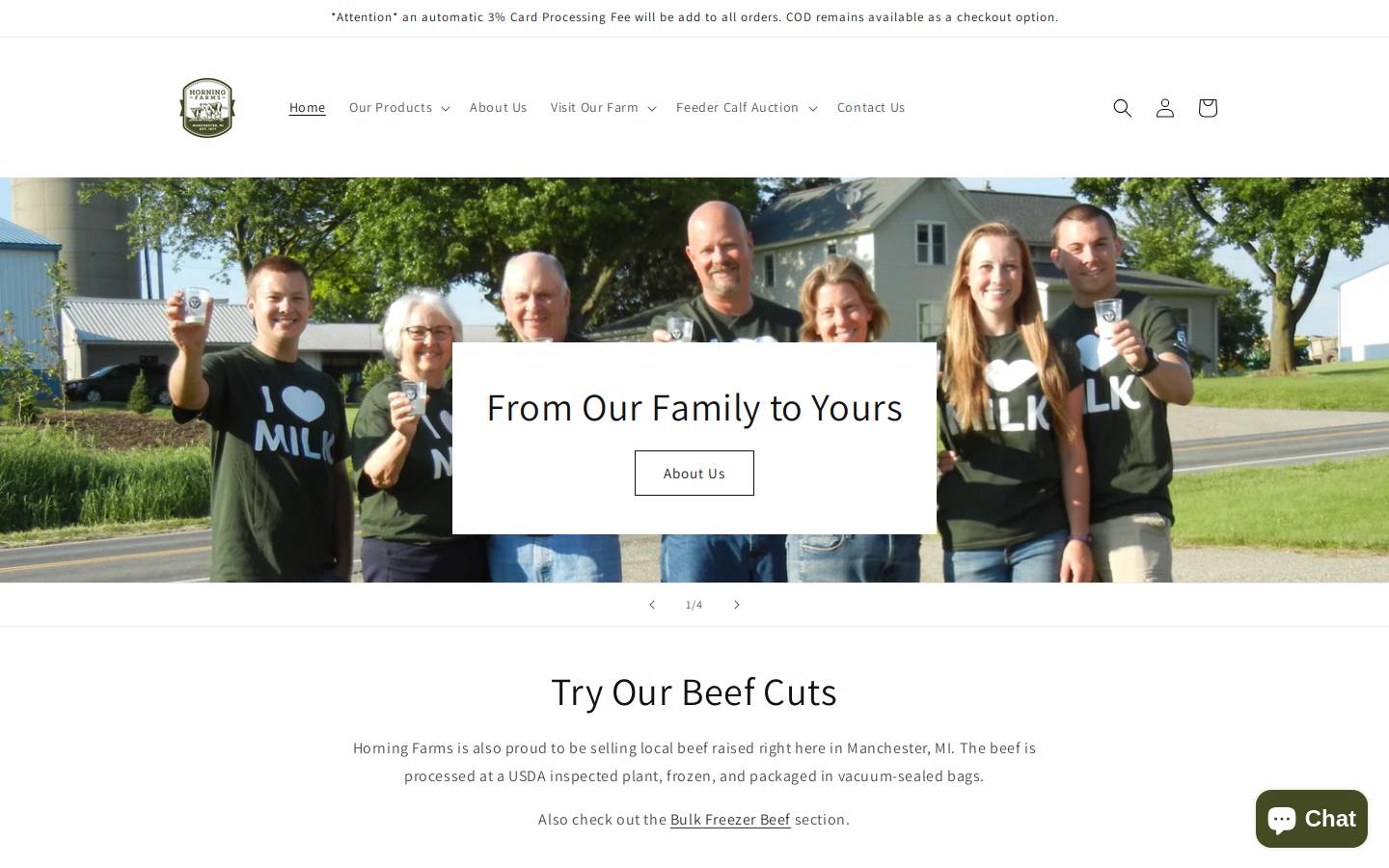 horning-farms.com homepage screenshot