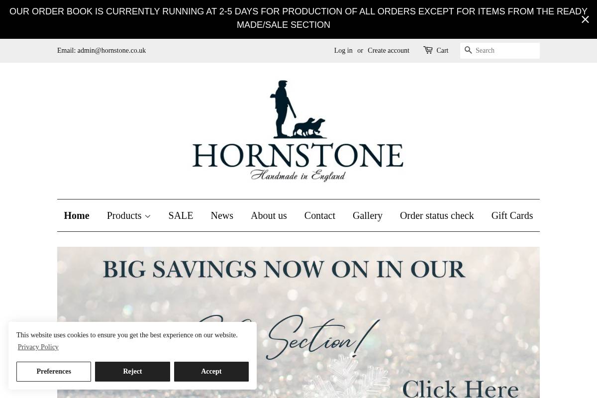 hornstone.co.uk homepage screenshot