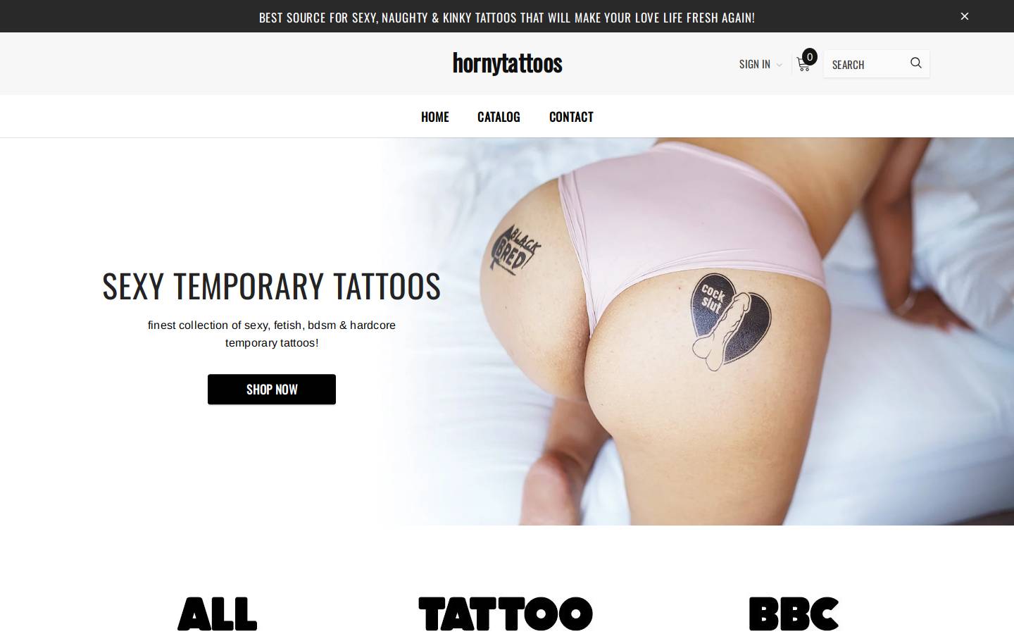 hornytattoos.com homepage screenshot