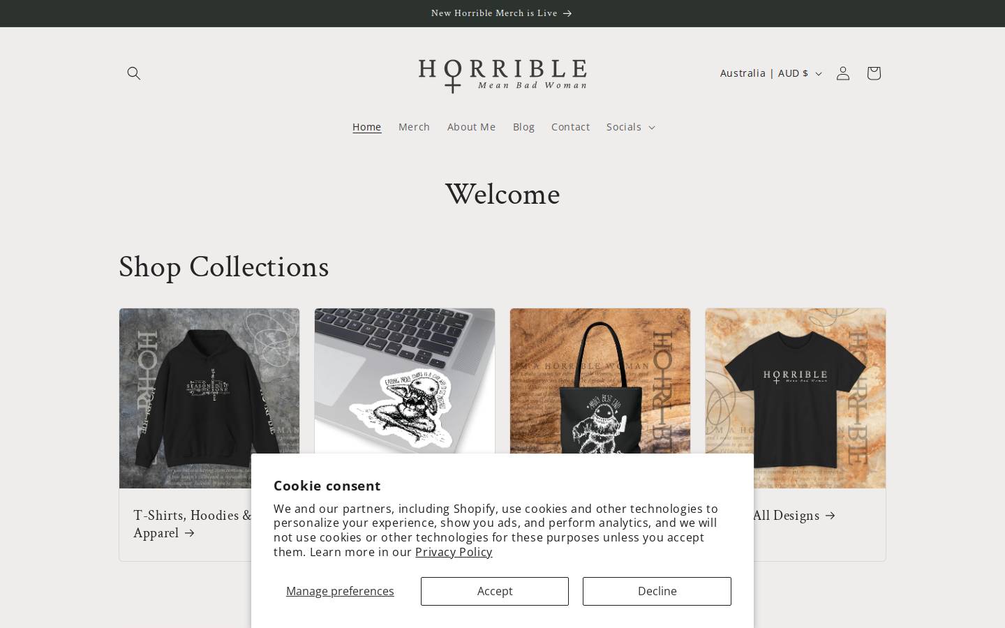 Horriblemeanbadwoman homepage screenshot