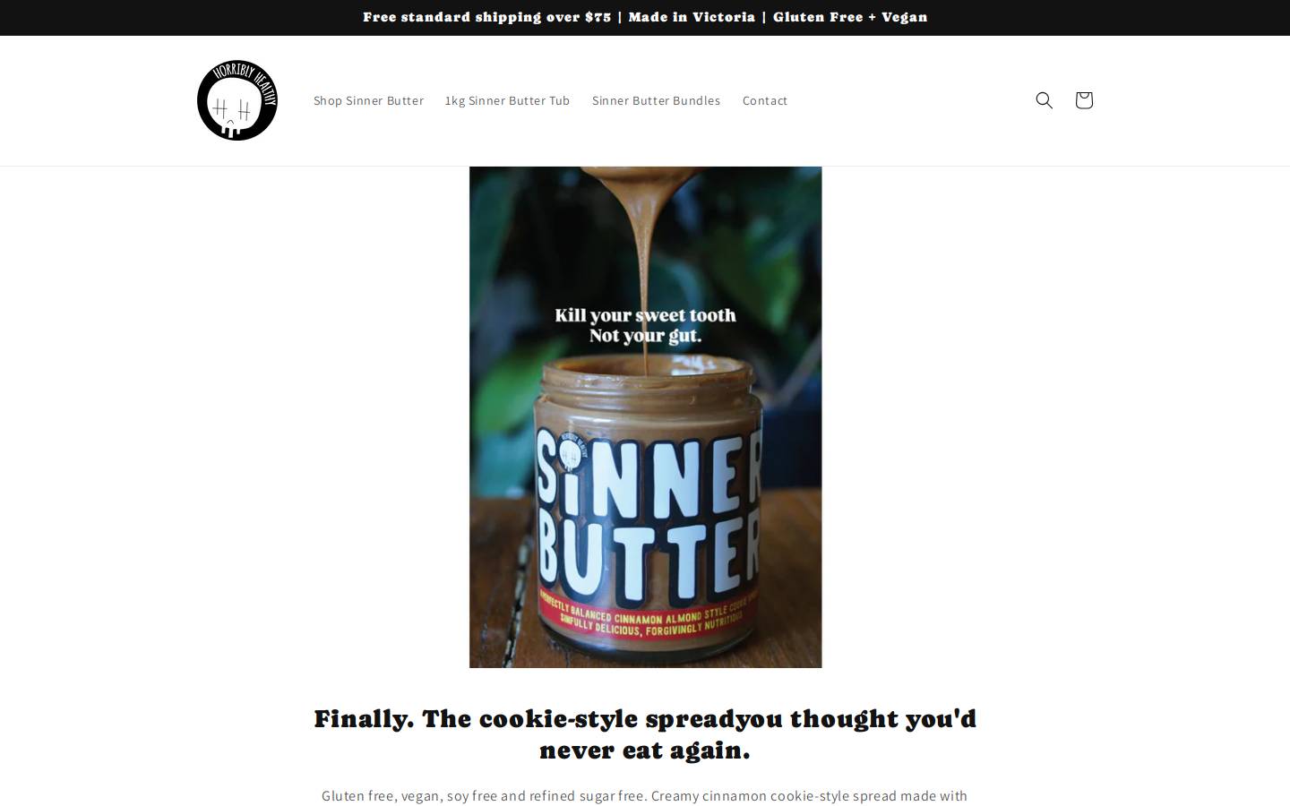 horriblyhealthy.com.au homepage screenshot