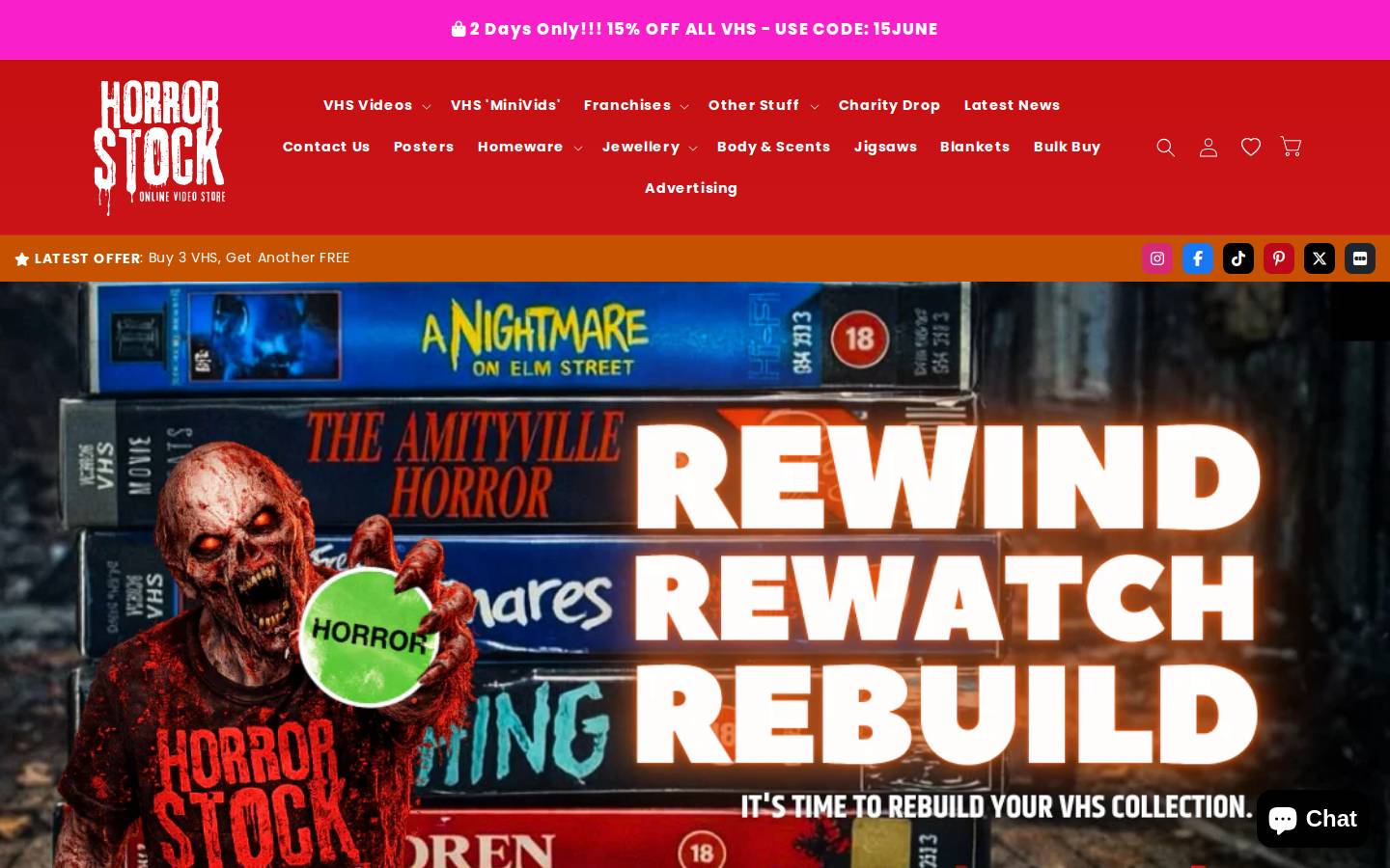 horrorstock.com homepage screenshot
