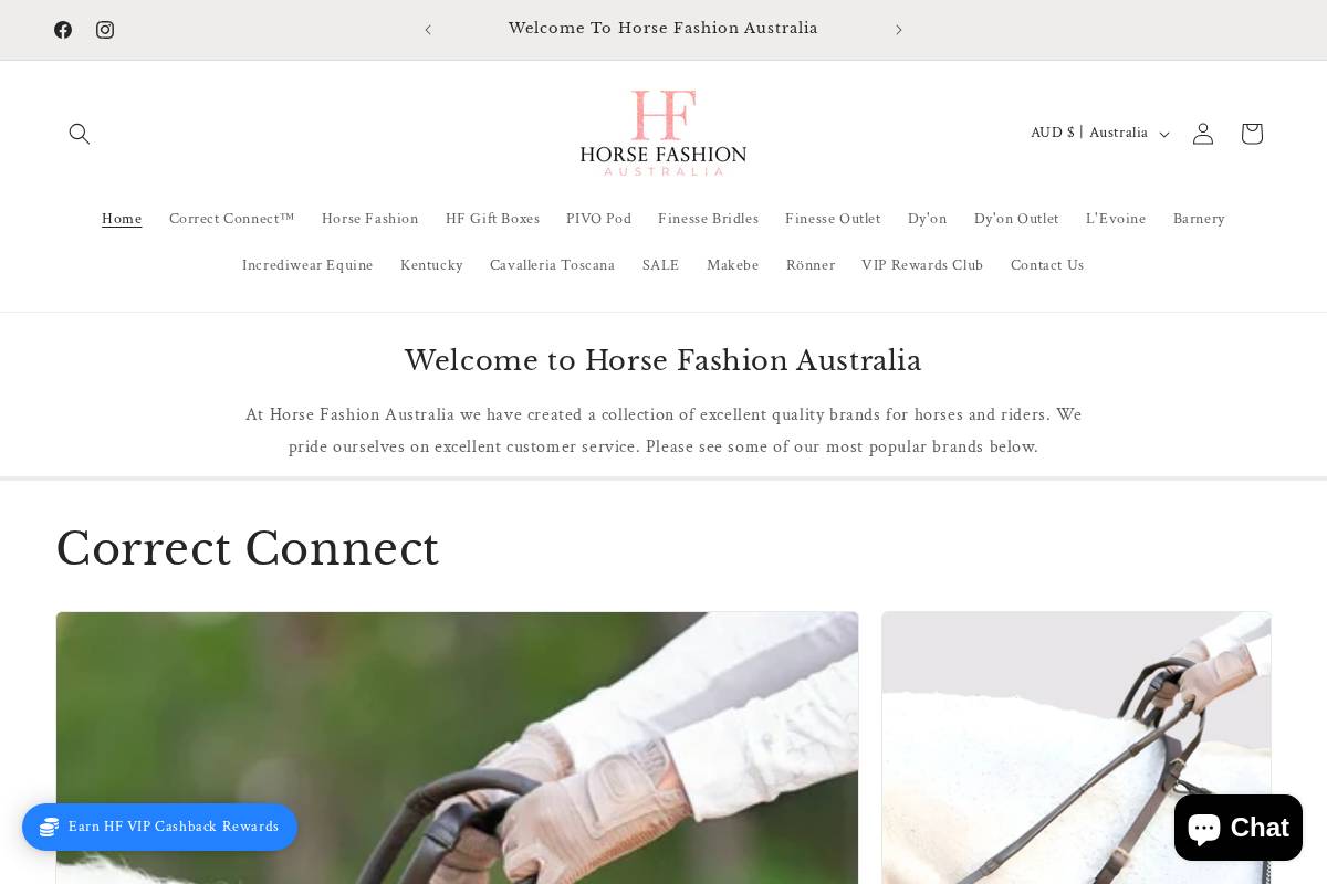 horsefashionaustralia.com.au homepage screenshot