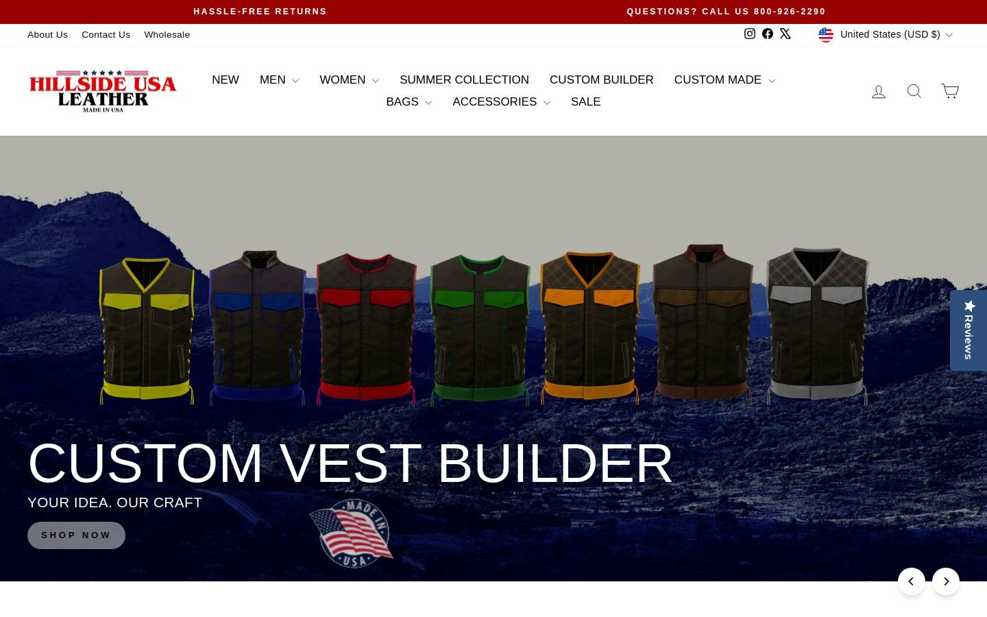 horsehidejackets.com homepage screenshot