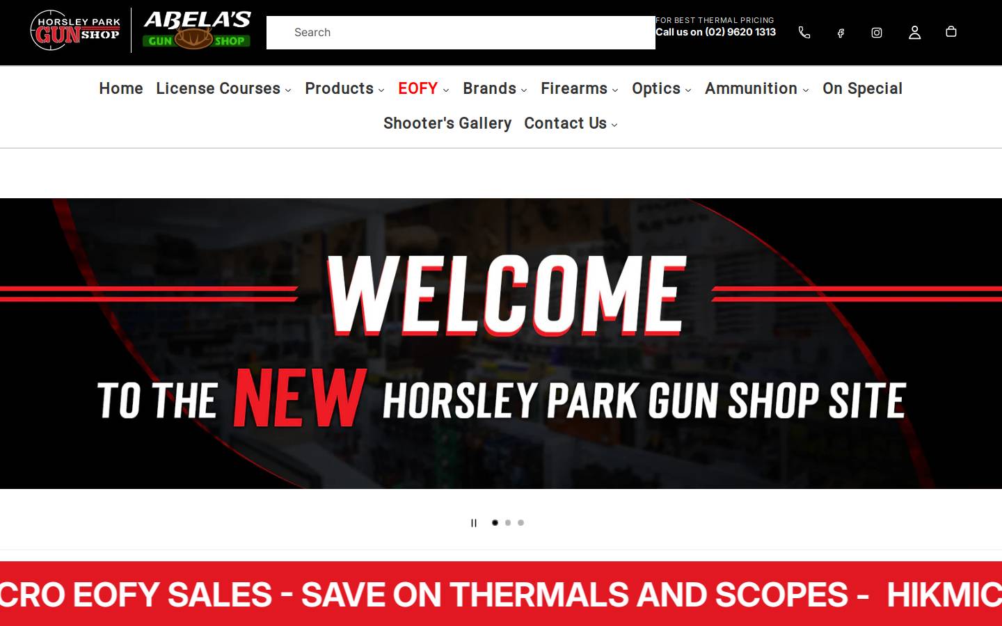 horsleyparkgunshop.com.au homepage screenshot