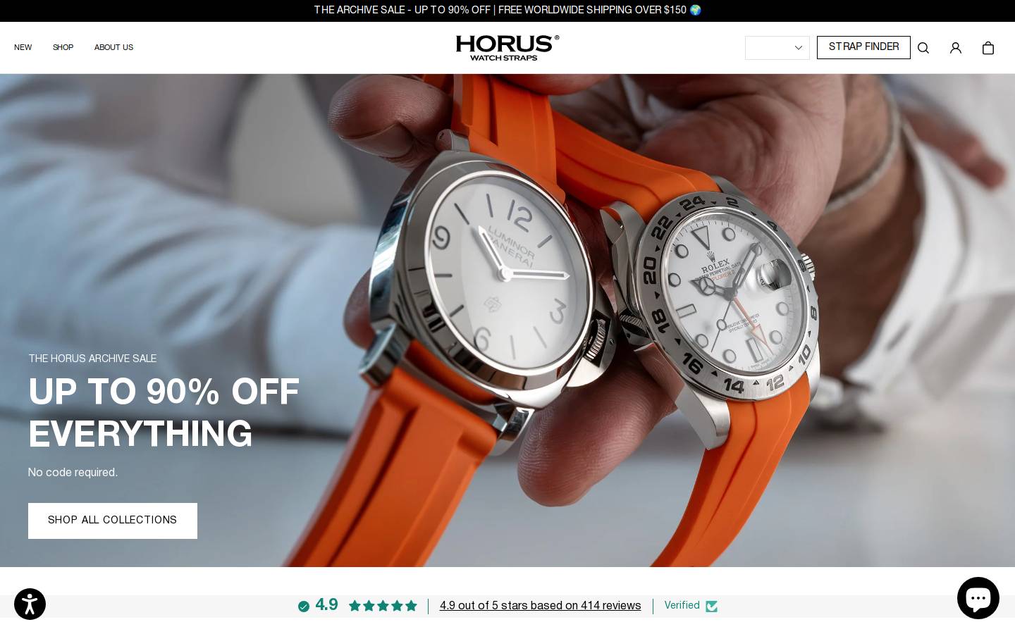 Horus Watch Straps homepage screenshot