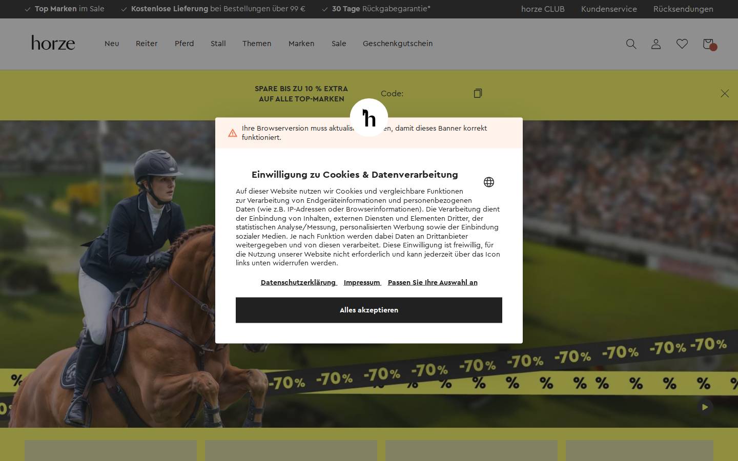 horze.at homepage screenshot