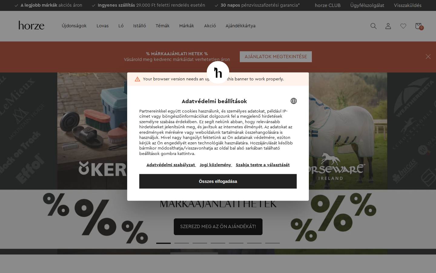 horze.hu homepage screenshot