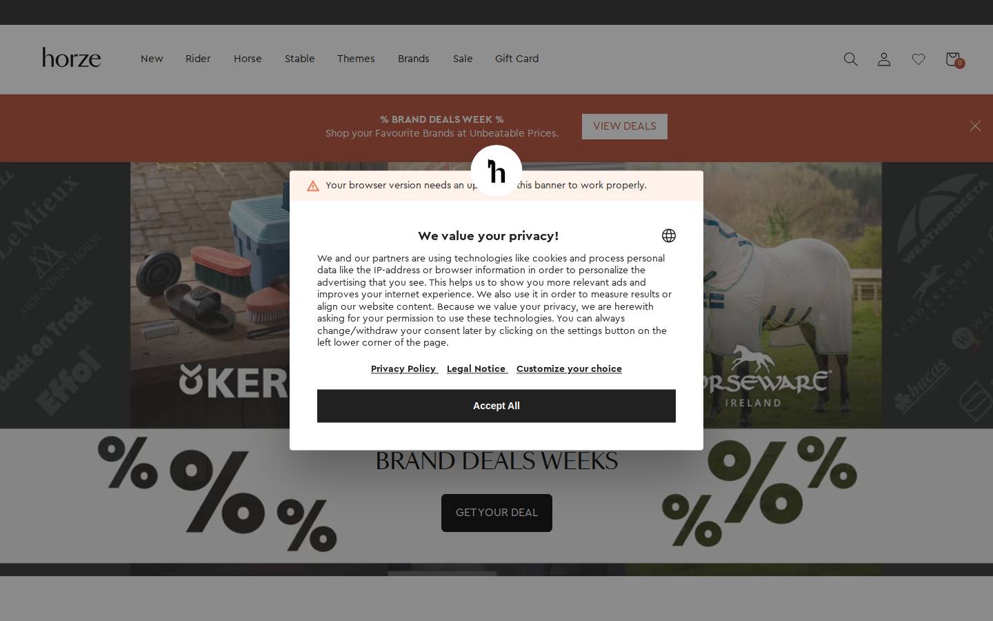 horze.ie homepage screenshot