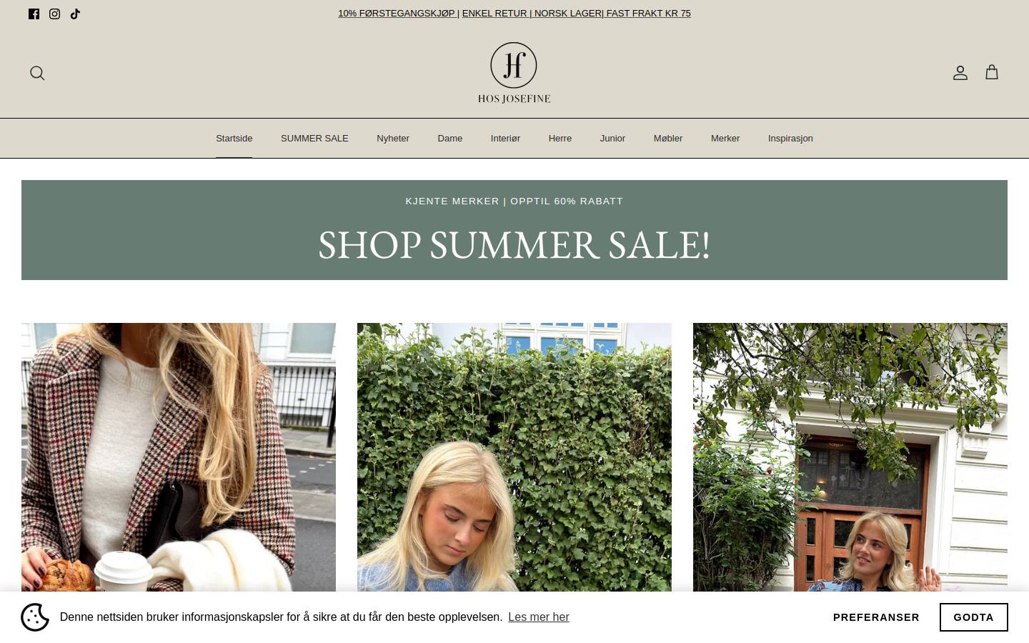 Hosjosefine homepage screenshot