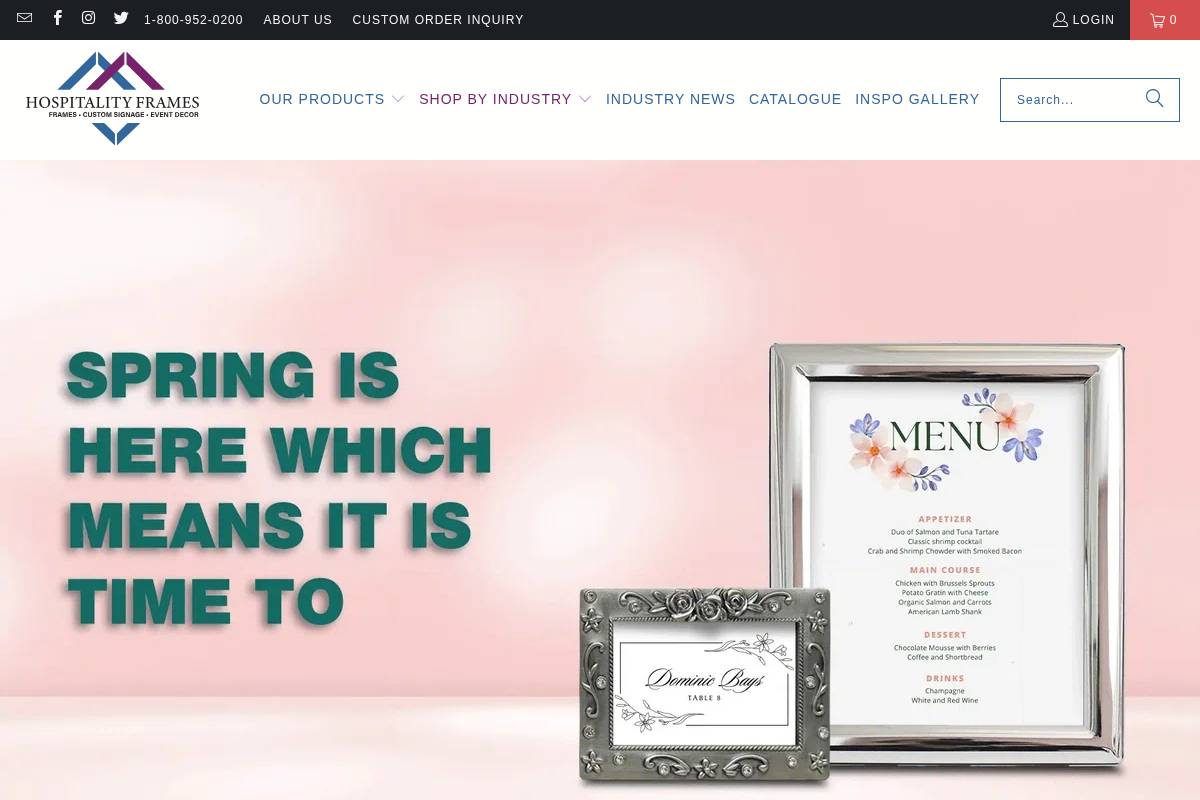 hospitalityframes.com homepage screenshot