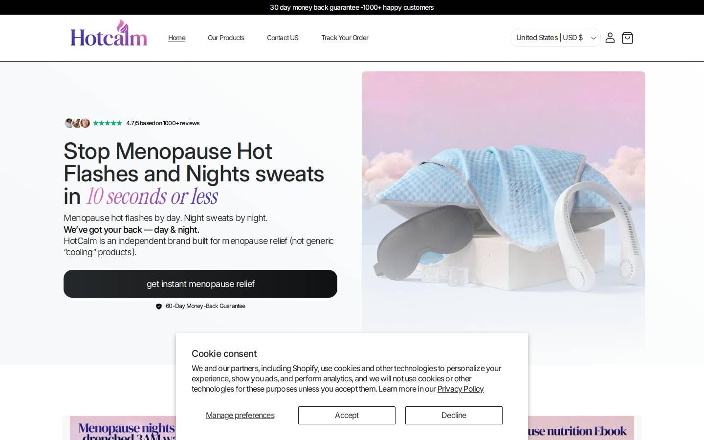 hotcalm.com homepage screenshot