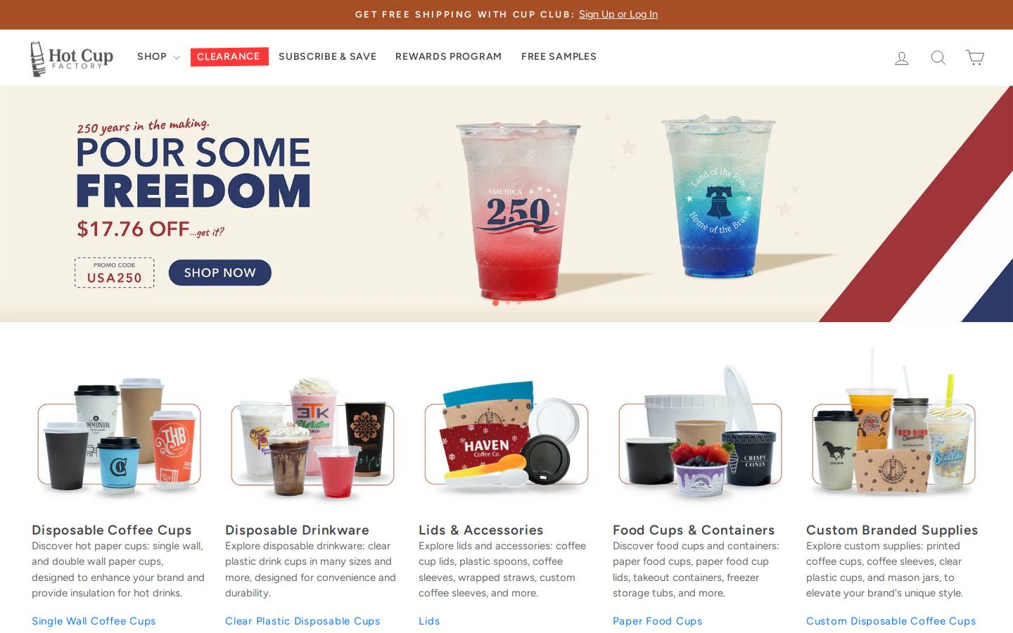 hotcupfactory.com homepage screenshot