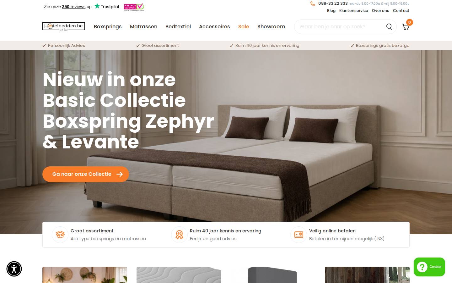 hotelbedden.be homepage screenshot