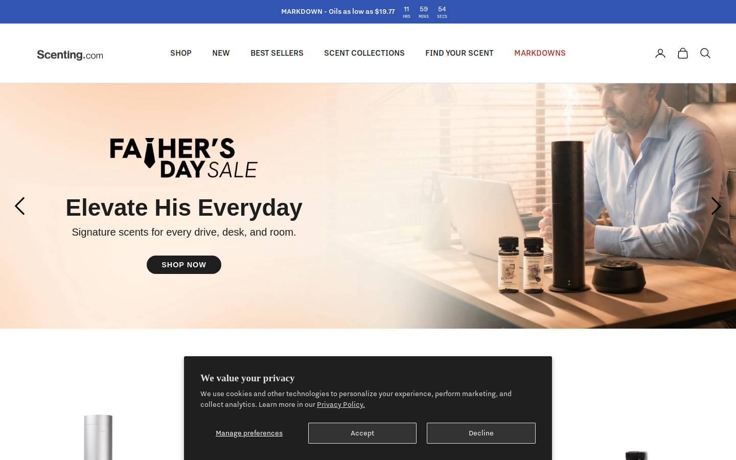 Hotelscents homepage screenshot