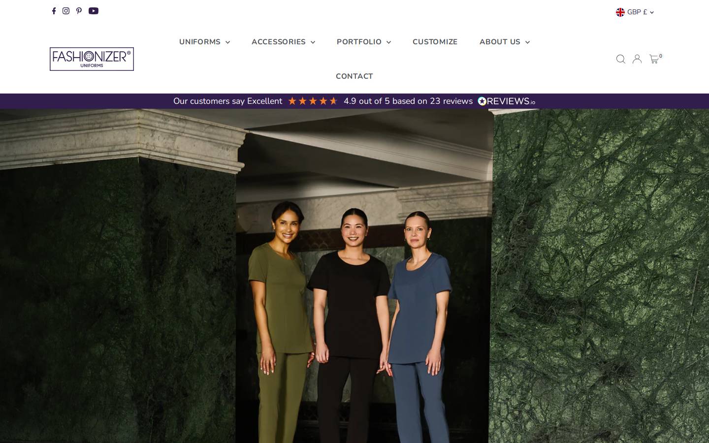 Hotel Uniform Shop homepage screenshot