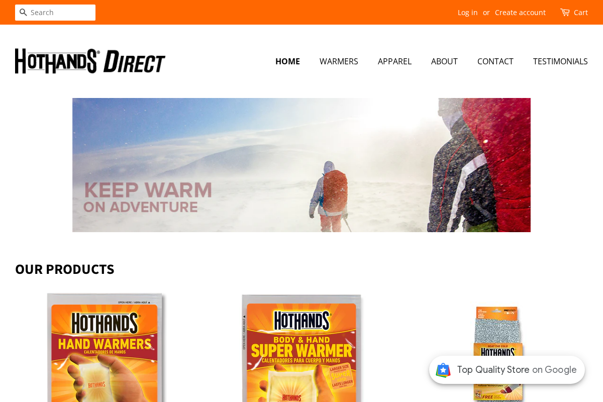 hothandsdirect.com homepage screenshot