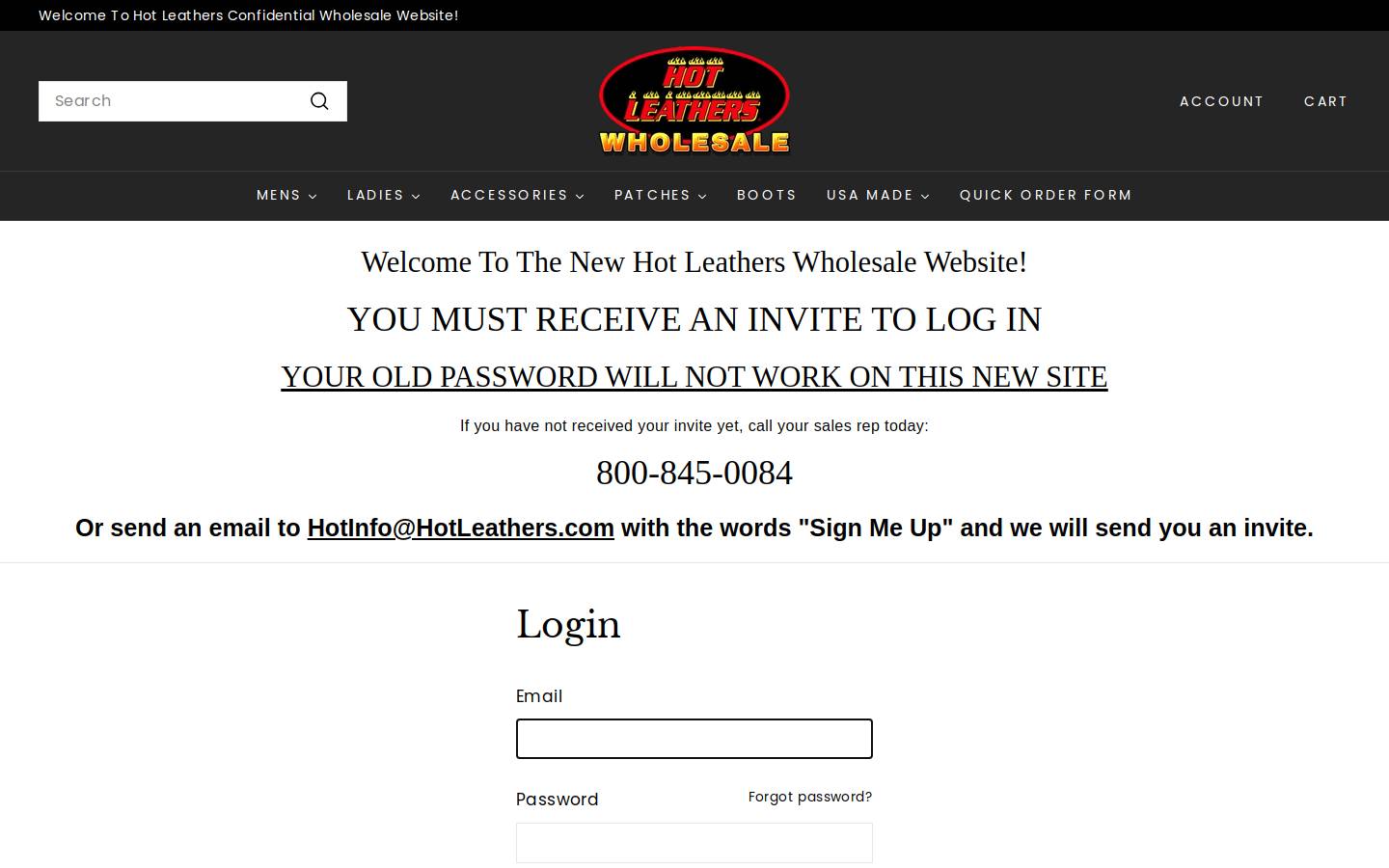 hotleatherswholesale.com homepage screenshot
