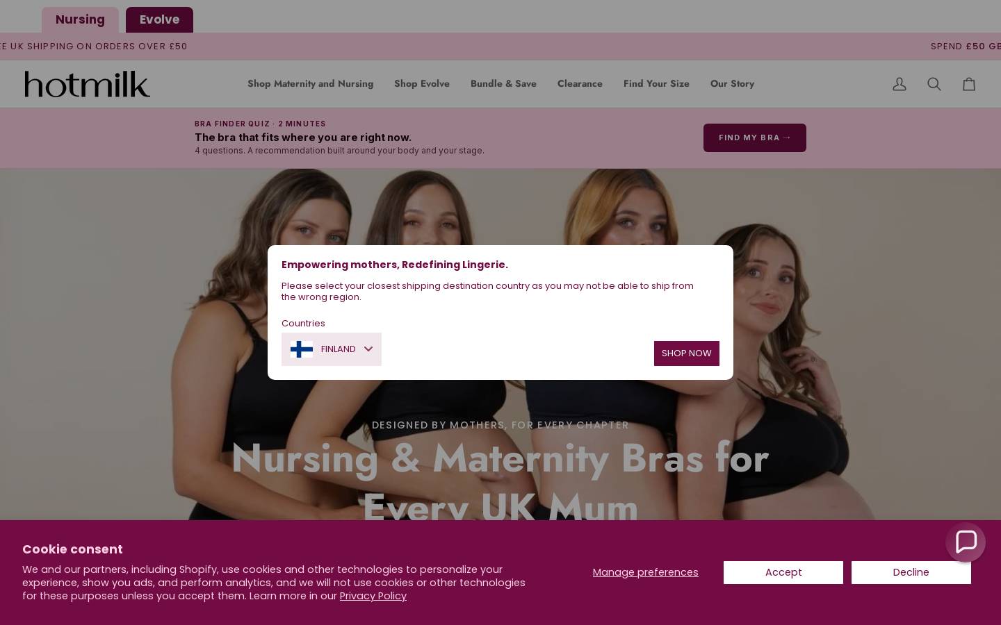 Hotmilk Lingerie - UK homepage screenshot
