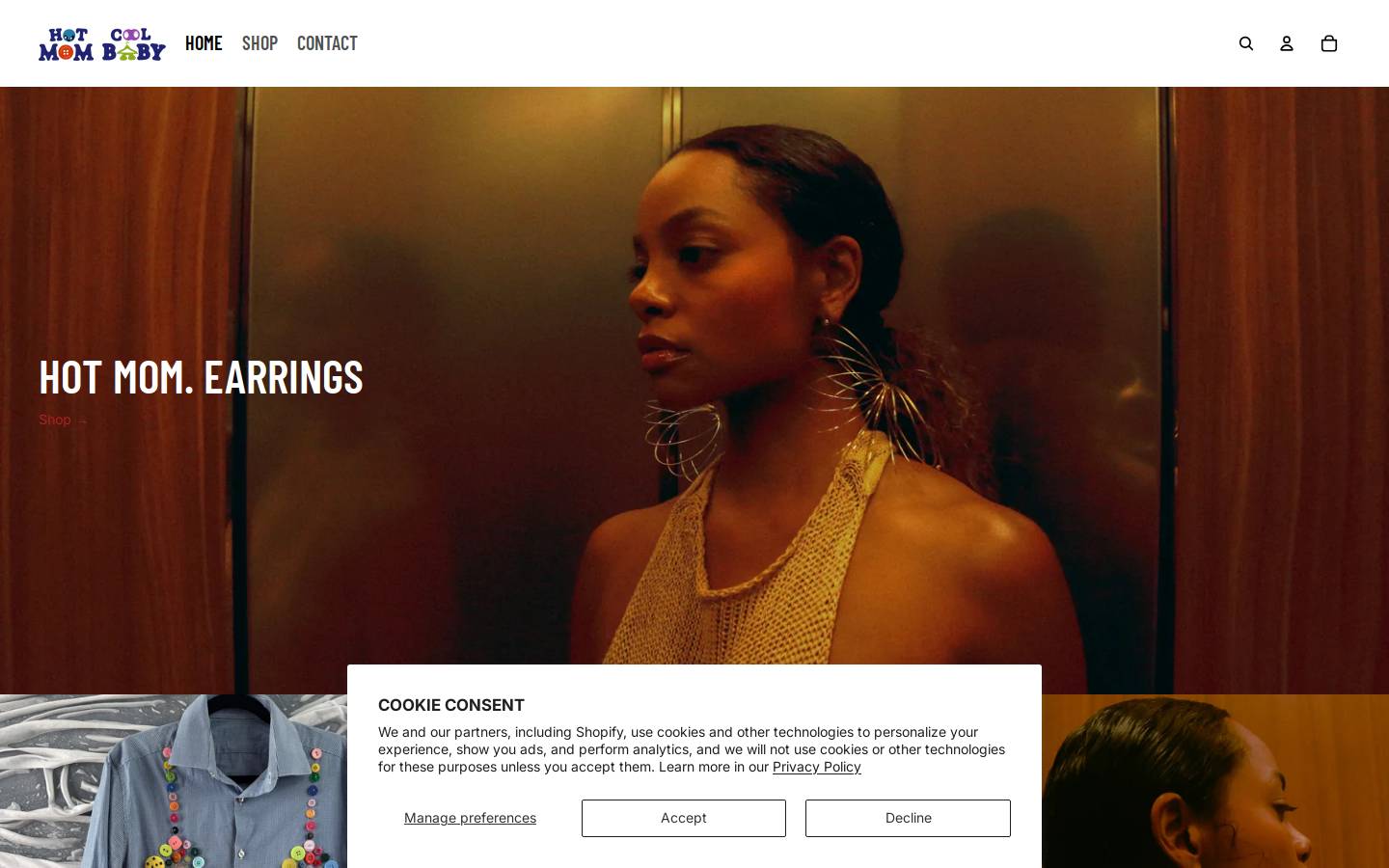 hotmomcoolbaby.com homepage screenshot