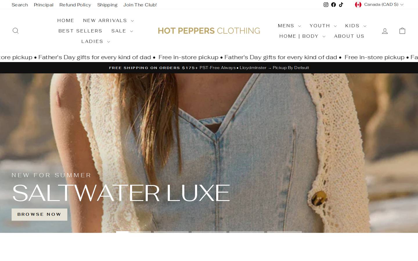 hotpeppersclothing.ca homepage screenshot